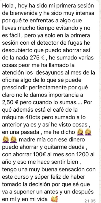 WhatsApp de Susana: en la primera sesión con el Detector de Fugas descubrió que podía ahorrar 275 euros